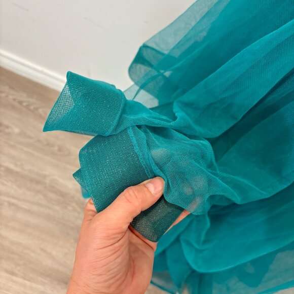 City Triangles Maxi Skirt Teal Sequin Tiered Prom Formal Party sz 2/4 - Picture 5 of 10